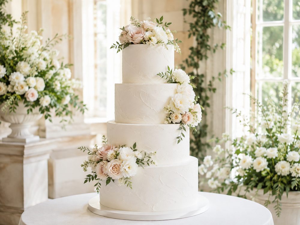 Elegant tiered wedding cake